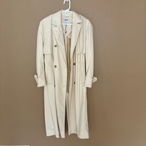 Faux Leather Trench Jacket- Zara